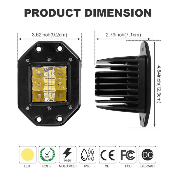 Led Light Bar 5 Inch Flush Mount BEAMCORN LED Pods Spot Flood Combo 39W Super Bright Fog Backup Driving Lights Off Road Lights for Trucks ATV UTV Jeep 4x4 Grill Bumper Mount