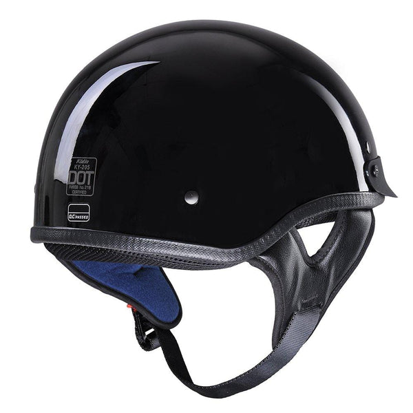 AHR Motorcycle Half Face Helmet DOT Approved Bike Cruiser Chopper High Gloss Black XL