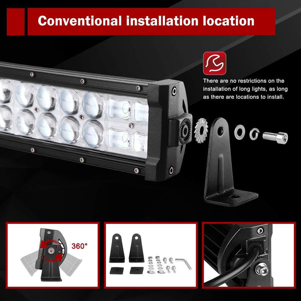 LED Light Bar Curved 22'' (24" with Mounting Bracket) DWVO 300W 8D 48000LM with 8ft Wiring Harness Kit, Off Road Driving Light for Jeep Bumper Trucks Boats ATV Light Bar -2Yr Warranty