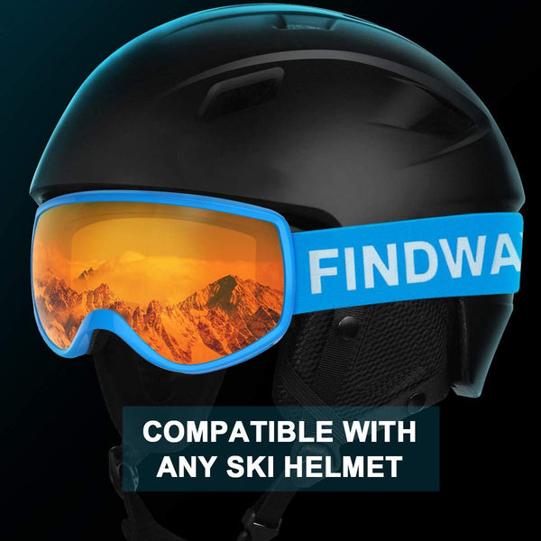 findway Kids Ski Goggles, Kids Snow Snowboard Goggles for Boys Girls Toddler Age 3-8 4-7,Helmet Compatible,Anti Fog Double-Layer Lenses,100% UV400 Protection,Non-Slip Strap