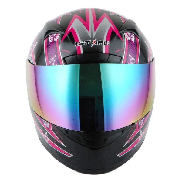 1STORM MOTORCYCLE BIKE FULL FACE HELMET BOOSTER Butterfly Pink Purple