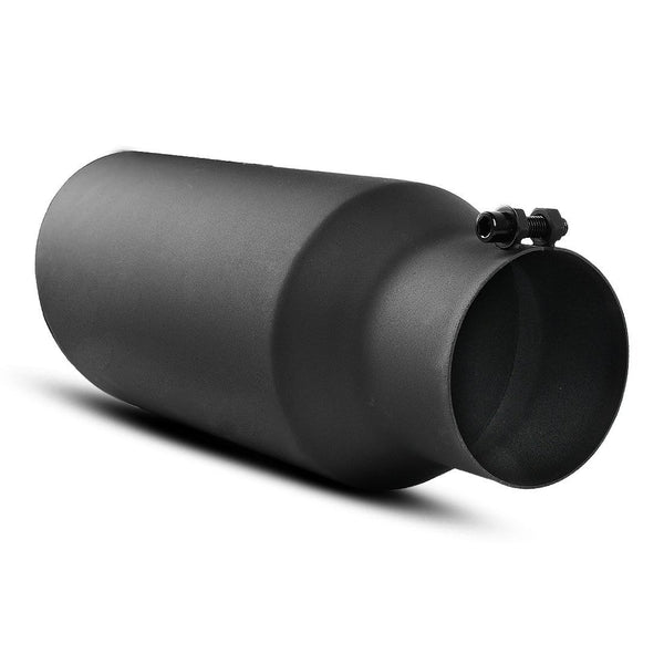 AUTOSAVER88 4 Inch Inlet Black Exhaust tip, 4 x 6 x 15 Inches Universal Stainless Steel Diesel Exhaust Tailpipe Tip for Truck Cars, Bolt/Clamp On Design