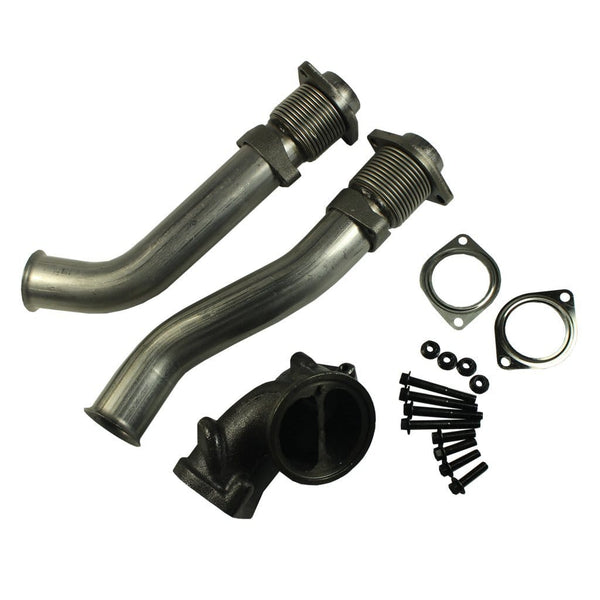 JDMSPEED New Powerstroke Turbo Diesel With Hardware Bellowed Up Pipe Kit For 99-03 Ford 7.3L 679-005