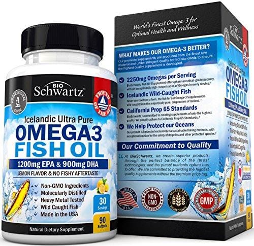 Omega 3 Fish Oil Supplement with 1200mg EPA, 900mg DHA & Fatty Acid Combination – Healthy Blood Pressure, Immune, Heart Support – Promotes Joint, Eyes, Brain & Skin Health - Non GMO Softgels