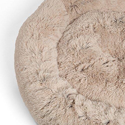Best Friends by Sheri Calming Shag Vegan Fur Donut Cuddler (23x23) - Small Round Donut Cat and Dog Cushion Bed, Warming and Cozy for Improved Sleep - Prime, Machine Washable - Small Pets Up to 25 lbs