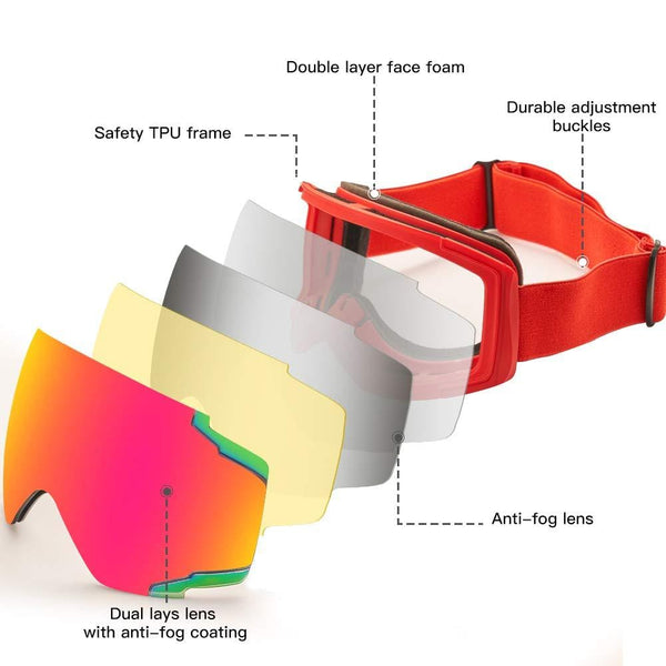 Extra Mile Ski Goggles, 2020 New Anti Fog & OTG Snowboard Snowmobile Goggles for Men Women and Youth - 100% UV400 Protection