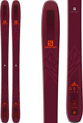 SALOMON QST 106 Skis Bordeaux/Orange Mens Sz 181cm