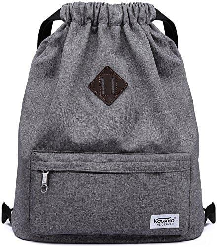 Drawstring Sports Backpack Lightweight Gym Yoga Sackpack Shoulder Rucksack for Men and Women-Dark Grey