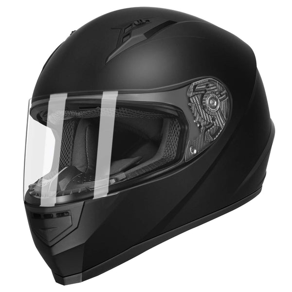 GLX Unisex-Adult GX11 Compact Lightweight Full Face Motorcycle Street Bike Helmet with Extra Tinted Visor DOT Approved (Matte Black, Medium)