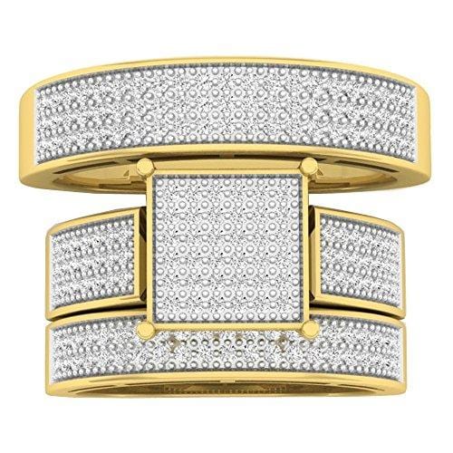 Dazzlingrock Collection 0.75 Carat (Ctw) 10K Round Diamond Men's & Women's Trio Set 3/4 CT, Yellow Gold