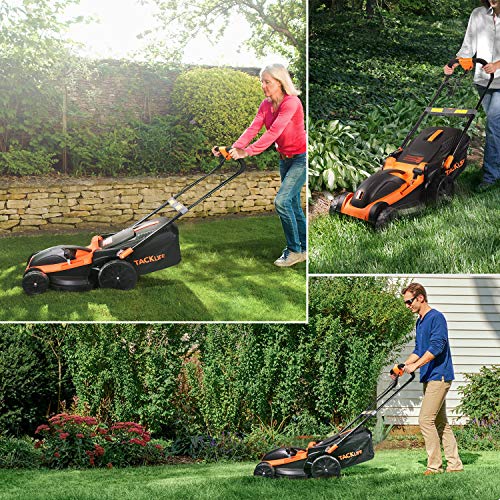 TACKLIFE Electric Lawn Mower, 16-Inch 11Amp Lawn Mower, 6 Mowing Heights, Central Adjustment System, Easy Folding in 5s, 16Gal Grass Box, 10-Inch Rear Wheels & Save Effort–KALM1340A