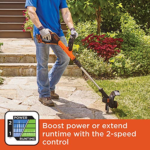 BLACK+DECKER LSTE525 20V MAX Lithium Easy Feed String Trimmer/Edger with 2 Batteries