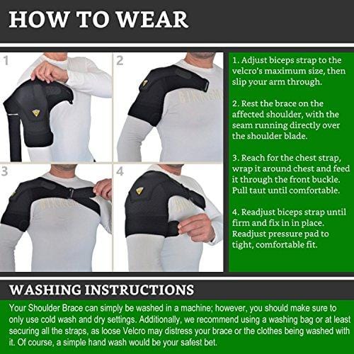 Shoulder Brace for Women & Men by FIGHTECH® | Support for Torn Rotator Cuff & Other Shoulder Injuries (Black, Large/X-Large)