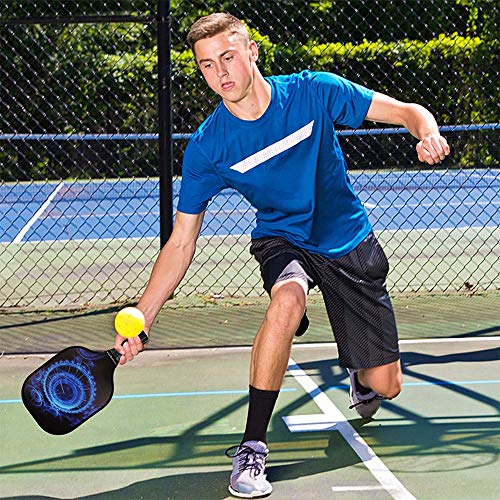hrongshk Pickleball Paddles, Pickleball Paddles Set of 2, 4 Pickleball Balls and 1 Racket Bag, Lightweight Graphite Carbon Fiber Face, Polypropylene Honeycomb Core, Edge Guard Cushion Grip