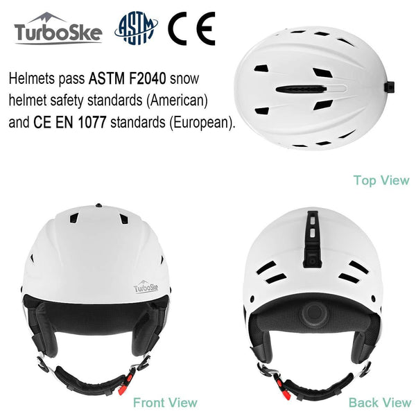 TurboSke Ski Helmet, Snowboard Helmet, Snow Sports Helmet for Men Women and Youth (White, M)