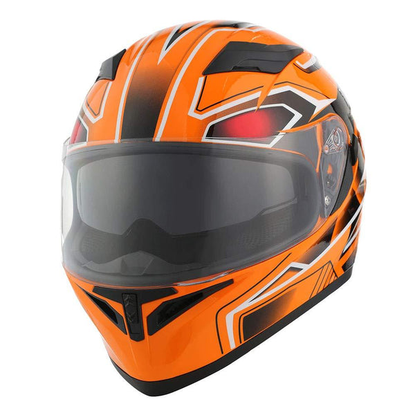 1STorm Motorcycle Street Bike Dual Visor/Sun Visor Full Face Helmet Panther Orange, Size X-Large Size XL (59-60 CM,23.2/23.6 Inch)