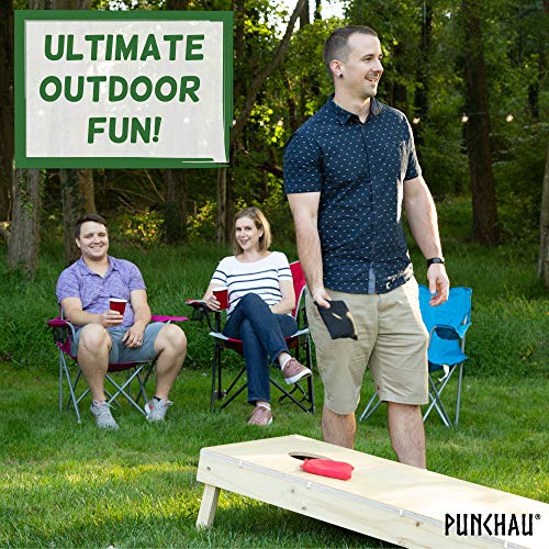 Punchau All Weather Cornhole Bean Bags - Set of 8 American Flag Bags for Corn Hole Toss Game - Regulation Size & Weight - 4 Orange & 4 Black