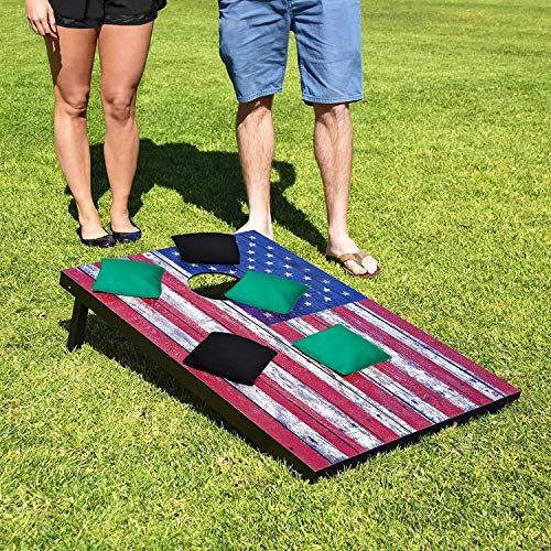 JMEXSUSS Weather Resistant Standard Corn Hole Bags, Set of 8 Regulation Cornhole Bags for Tossing Game (Blue/Green)
