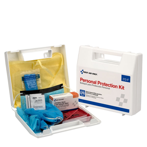 First Aid Only Bloodborne Pathogen Spill Clean Up Apparel Kit with CPR Pack, Plastic (213-F), Clear, Universal