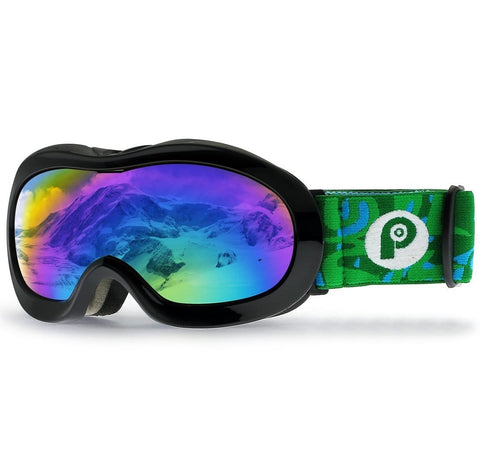 PP PICADOR Kids Ski Goggles with Excellent Impact Resistance Anti-Fog Lens 100% UV Protection for Boys & Girls (Black)
