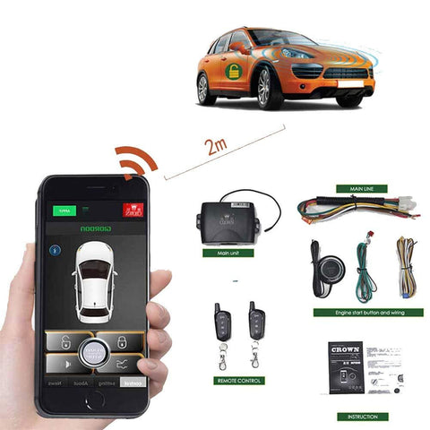 Remote Start For Cars Engine Keyless Entry Automatic Locking/unlock Central PKE Start Stop kit Car Alarm System With Two 4-Button Controls Smartphone APP Remote Car Starters
