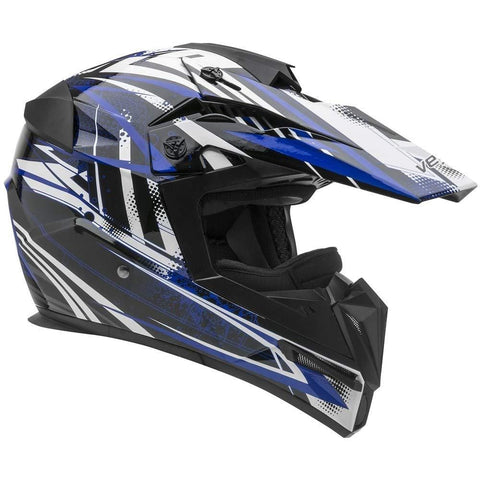 Vega Helmets Unisex-Child Kids Youth Dirt Bike, Motocross Full Face Helmet for Off-Road ATV MX Enduro Quad Sport (Blue Tactic Graphic, LARGE)