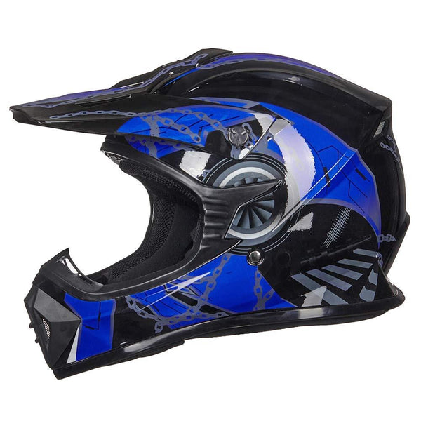 ILM Adult Youth Kids ATV Motocross Dirt Bike Motorcycle BMX MX Downhill Off-Road Helmet DOT Approved (BLUE BLACK, Adult-M)