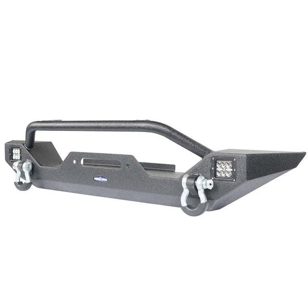 Hooke Road Jeep Wrangler Front Bumper w/Winch Plate & 2 x 18W LED Lights for 1997-2006 Wrangler TJ