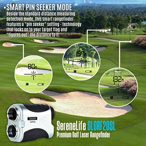 SereneLife Advanced Golf Laser Rangefinder - 546.2 Yard Digital Accuracy Distance Meter with Pinsensor Technology, 6X Magnification and 2 Modes for Hunting, Shooting, Archery and More - SLGRF20SL