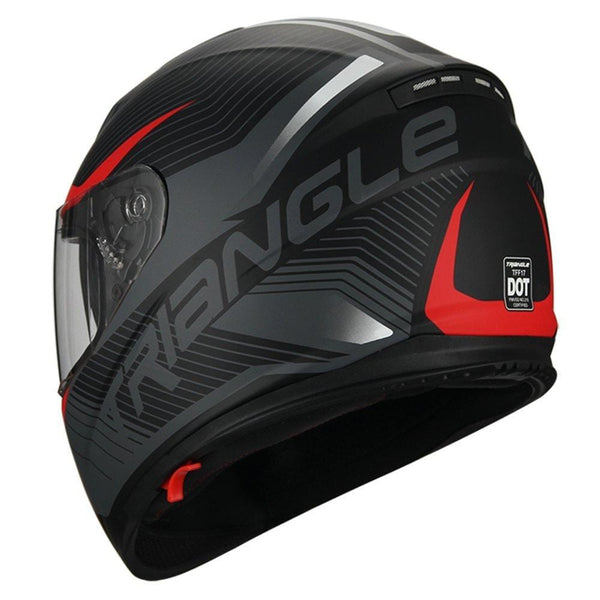 Triangle Full Face Dual Visor Matte Black Street Bike Motorcycle Helmet (Large, Matte Red)