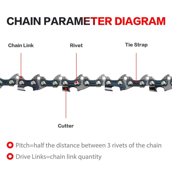 SALEM MASTER 10 Inch Chainsaw Chains 3/8 LP Pitch - .050" Gauge - 39 Drive Links, Semi-Chisel Gas Powered Chainsaw Chain Fits for Echo, Poulan, McCulloch (10)