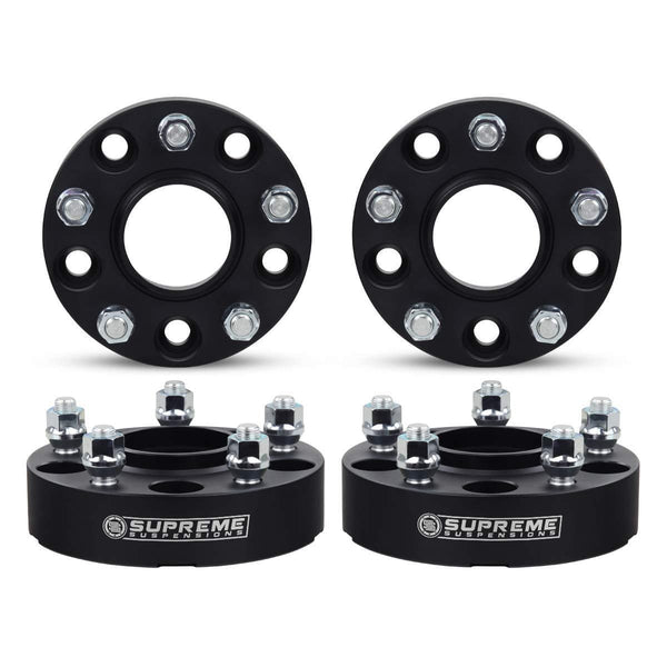 Supreme Suspensions - 4pc 2" Hub Centric Wheel Spacers for 2012-2018 Dodge Ram 1500 2WD 4WD 5x5.5" (5x139.7mm) BP with M14x1.5 Studs 77.8mm Center Bore w/Lip [Black]