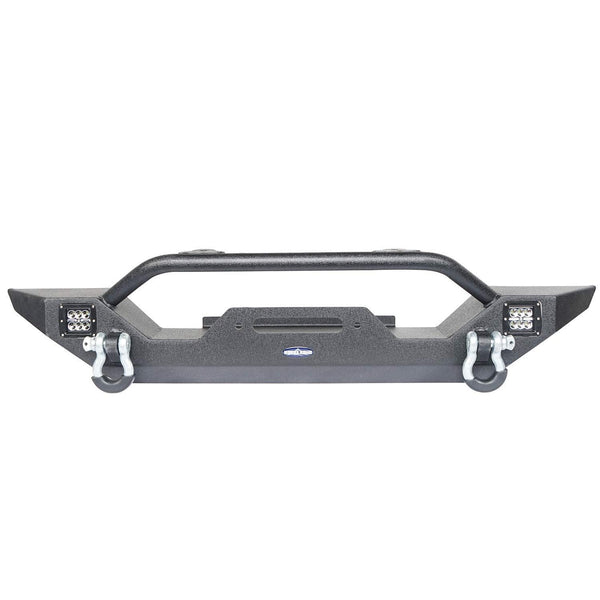 u-Box Jeep Wrangler Front Bumper w/Winch Plate & LED Lights & D Rings Rock Crawler for 1997-2006 Jeep Wrangler TJ - Different Trail