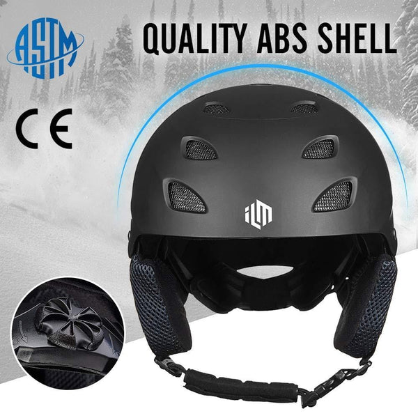 ILM Ski Helmet Snowboard Snow Sports Sled Skate Outdoor Recreation Gear for Men Women ASTM Certified (Black, L)