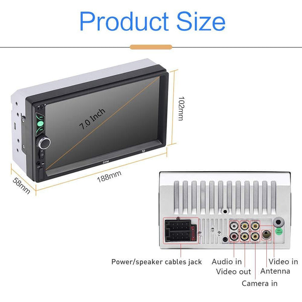 Car Stereo with Bluetooth 7 Inch Capacitive Touch Screen Double Din Car Stereo with Backup Camera and Steering Wheel Control Support Daul System Mirrorlink