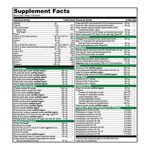 Vibrant Health, Green Vibrance, Plant-Based Superfood Powder, 25 Billion Probiotics Per Scoop, Vegetarian and Gluten Free, 60 Servings (FFP)