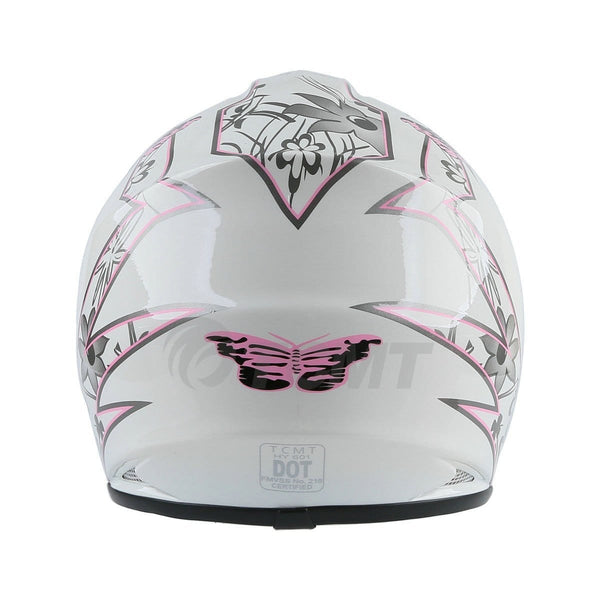 TCMT Dot Youth & Kids Motocross Offroad Street Helmet Pink Butterfly Motorcycle Youth Helmet Dirt Bike Motocross ATV Helmet+Goggles+Gloves L