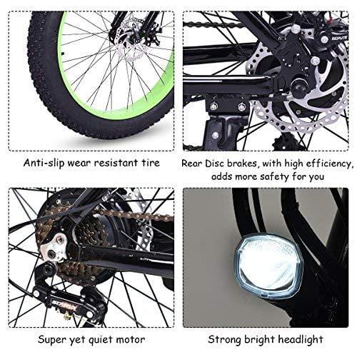 Goplus 26'' Electric Bike E-Bike Mountain Beach Snow Bicycle Fat Tire Bike Speed Up to 12.5MPH with 3 Riding Modes, Removable 36V Lithium Battery (Black)