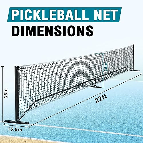 RXUTOTE Portable Pickleball Net Set, 22 FT USAPA Regulation Size for Full Court System Outdoors Driveway Matches, Easy Setup to Experience Competitive Pickle Ball Game Anywhere