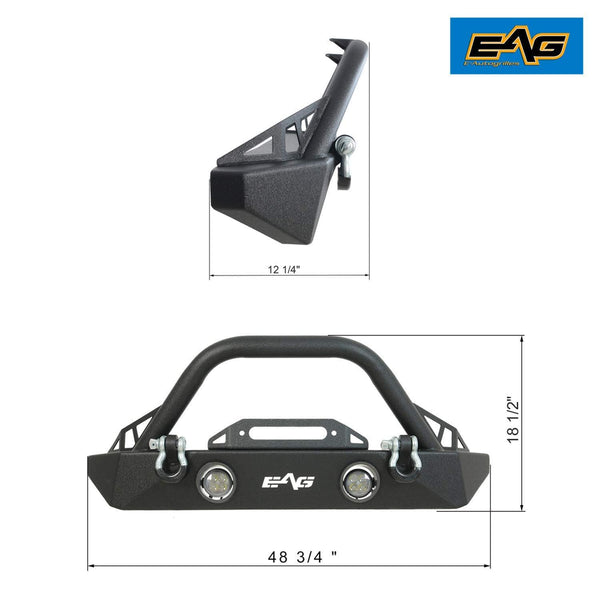 EAG Stubby Front Bumper W/LED Lights & Winch Plate Fit for 07-18 Jeep Wrangler JK