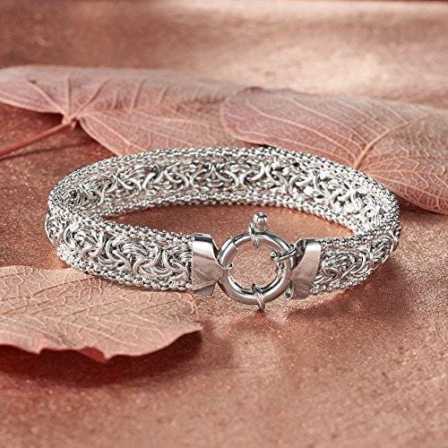 Ross-Simons Sterling Silver Narrow Beaded Byzantine Bracelet
