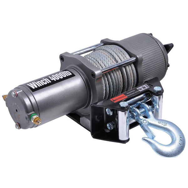 Yescom 4000 lbs 12V 1.24HP Electric Recovery Winch with Remote Switch Line Stopper Gloves ATV Trailer Truck Towing