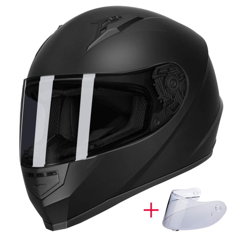 GLX Unisex-Adult GX11 Compact Lightweight Full Face Motorcycle Street Bike Helmet with Extra Tinted Visor DOT Approved (Matte Black, Medium)