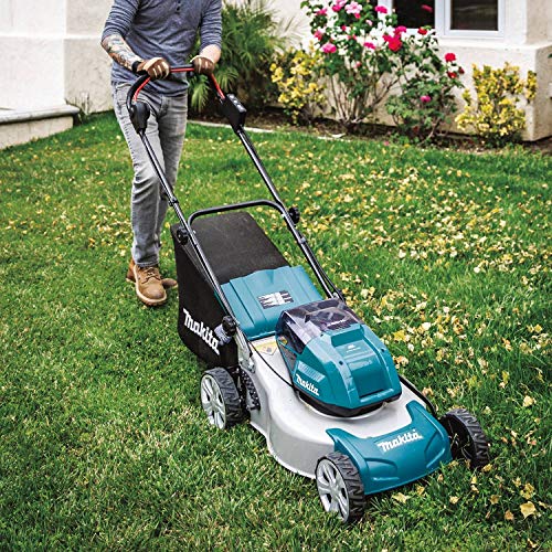 Makita XML03PT1 18V X2 (36V) LXT Lithium‑Ion Brushless Cordless (5.0Ah) 18" Lawn Mower Kit with 4 Batteries, Teal