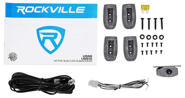 Rockville USS8 8" 600w Slim Under-Seat Powered Car/Truck Subwoofer Sub+Amp Kit