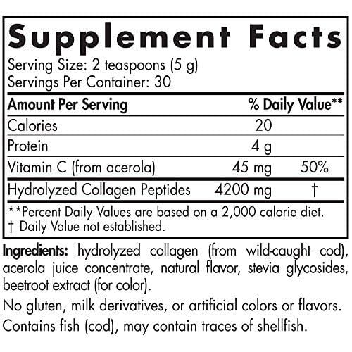 Nordic Naturals Marine Collagen Powder - Supports Healthy Skin and Helps Stimulate Collagen-Producing Cells Throughout the Body, 4,200 mg Collagen Peptides Per Serving, Strawberry, 150 g (30 servings)