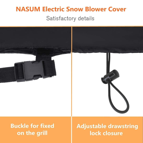 NASUM Snow Thrower Cover, Two-Stage Snow Blowers Cover, 50" L x 43" H x 35" W, Dustproof, Windproof, for Most Electric Snow Blowers with Locks Drawstring, Buckles, and Carrying Bag