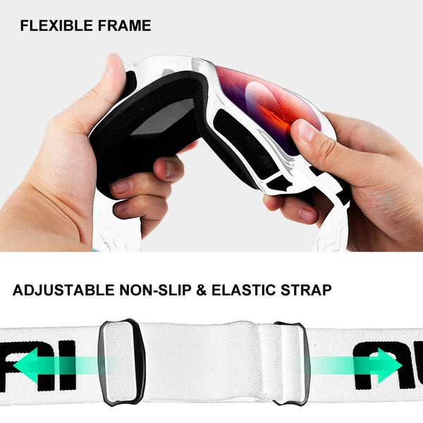 AKASO Ski Goggles, Snow Goggles for Youth, Kids & Teenagers, Snowboard Goggles with Anti-Slip Strap, Anti-Fog, Dual Layers Spherical Lens, UV 100% Protection