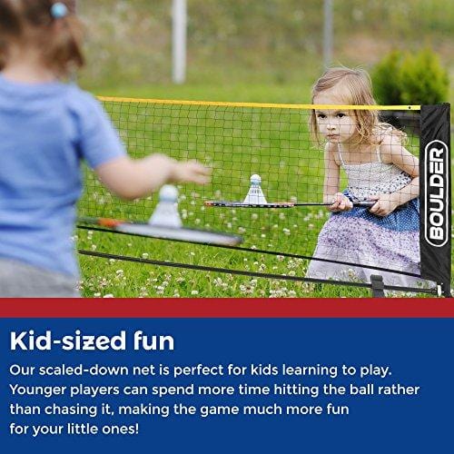 Boulder Portable Badminton Net Set - 10-FT Mini Net for Tennis, Soccer Tennis, Pickleball, Kids Volleyball - Easy Setup Nylon Sports Net with Poles - for Indoor or Outdoor Court, Beach, Driveway
