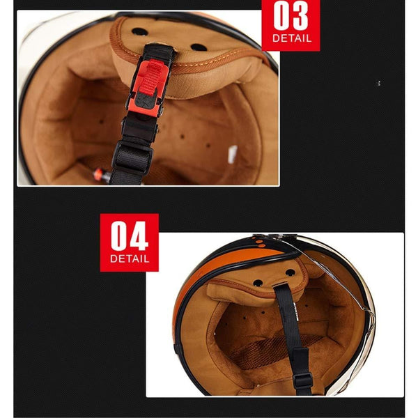 Retro Open Face Motorcycle Helmet,DOT Standard Men and Women Safety Anti-Collision ATV SUV Harley Helmet Four Seasons,L